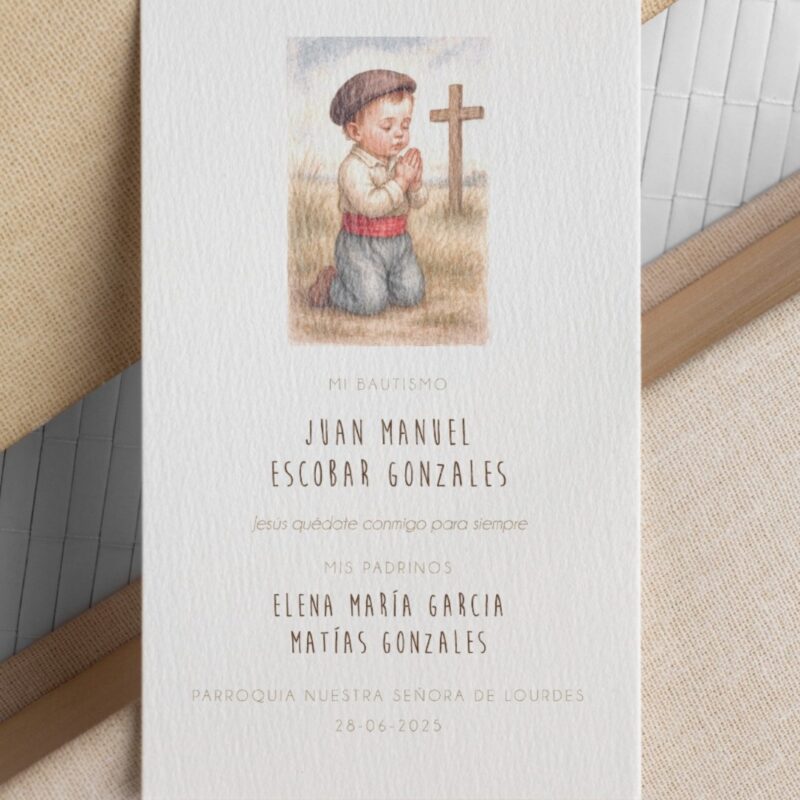 Estampita niño/a campo rezo bautismo